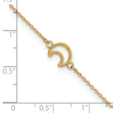 14K Textured and Polished Crescent Moon 9 inch Plus 1 inch Extender - Total 10 inch Anklet ANK274
