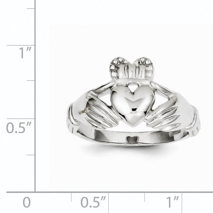 14k White Gold Mens Polished Claddagh Ring K4775