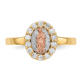 14k Two-tone with White Rhodium CZ Our Lady of Guadalupe Ring R579