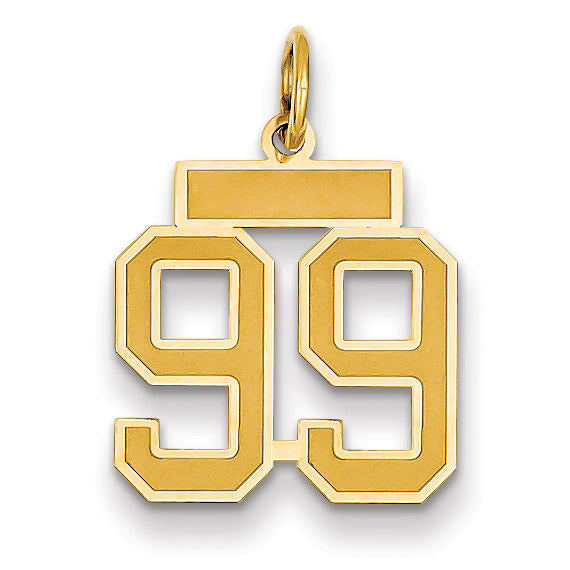 14k Small Satin Number 99 Charm LSS99