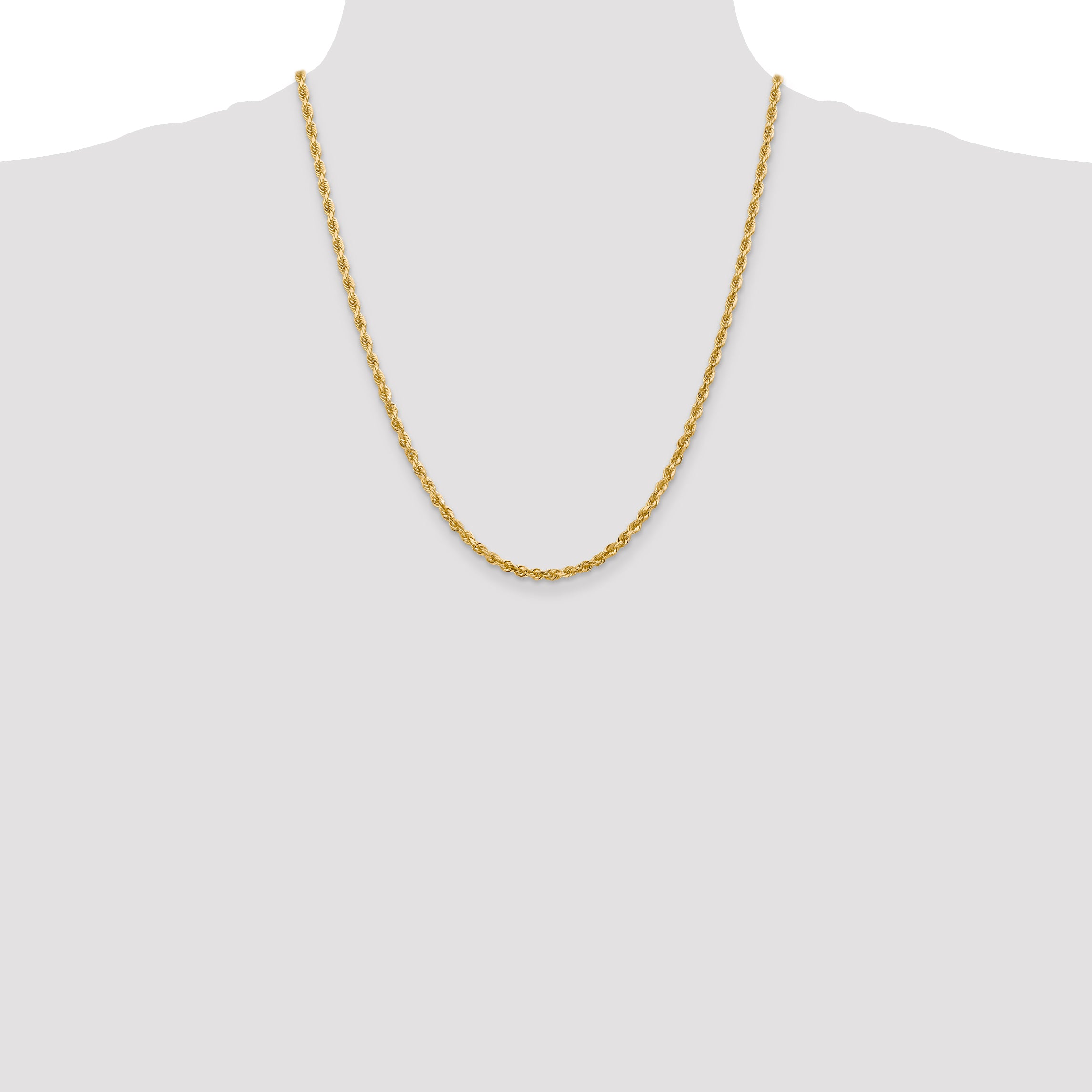14K 26 Inch 3.35mm Diamond-cut Quadruple Rope Lobster Clasp Chain QTR025