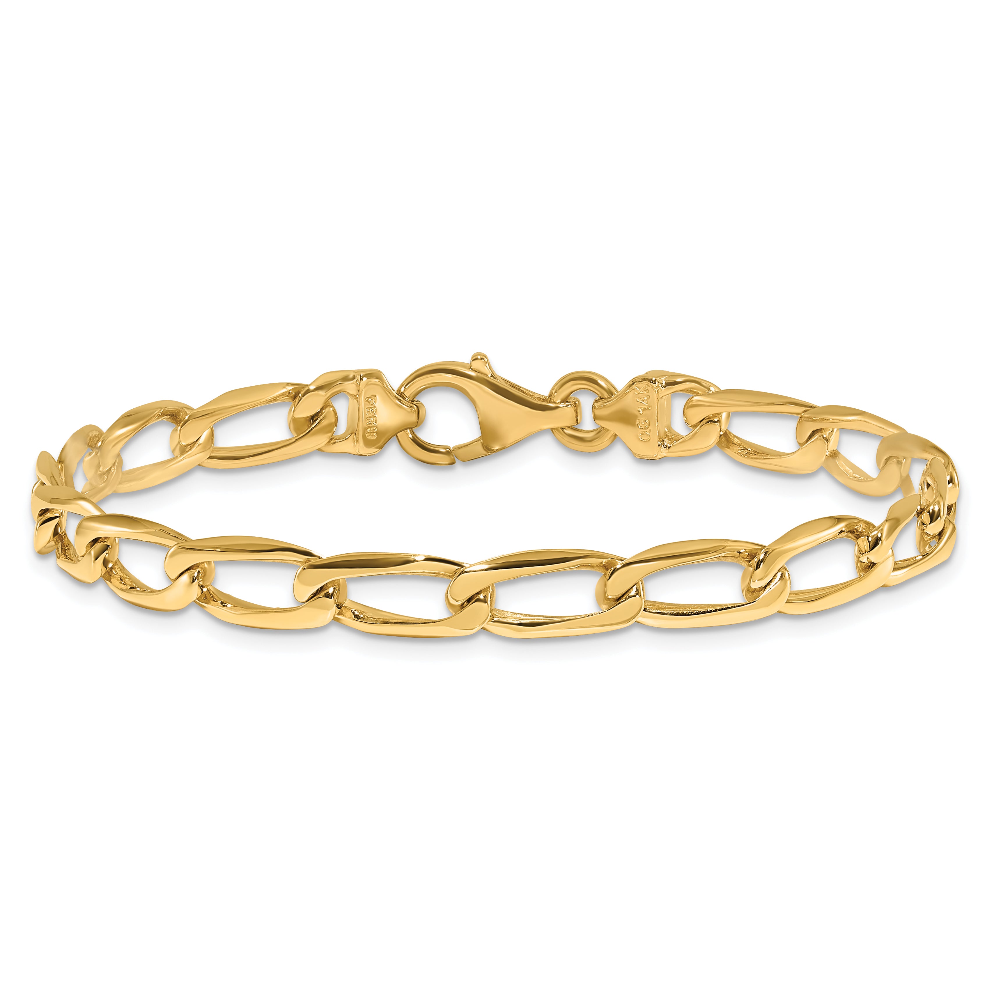 14K 18 inch 5.9mm Hand Polished Fancy Open Link with Fancy Lobster Clasp Chain LK113