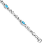 14k White Gold Complete Oval Amethyst Fancy Link 7 inch Bracelet BM4497