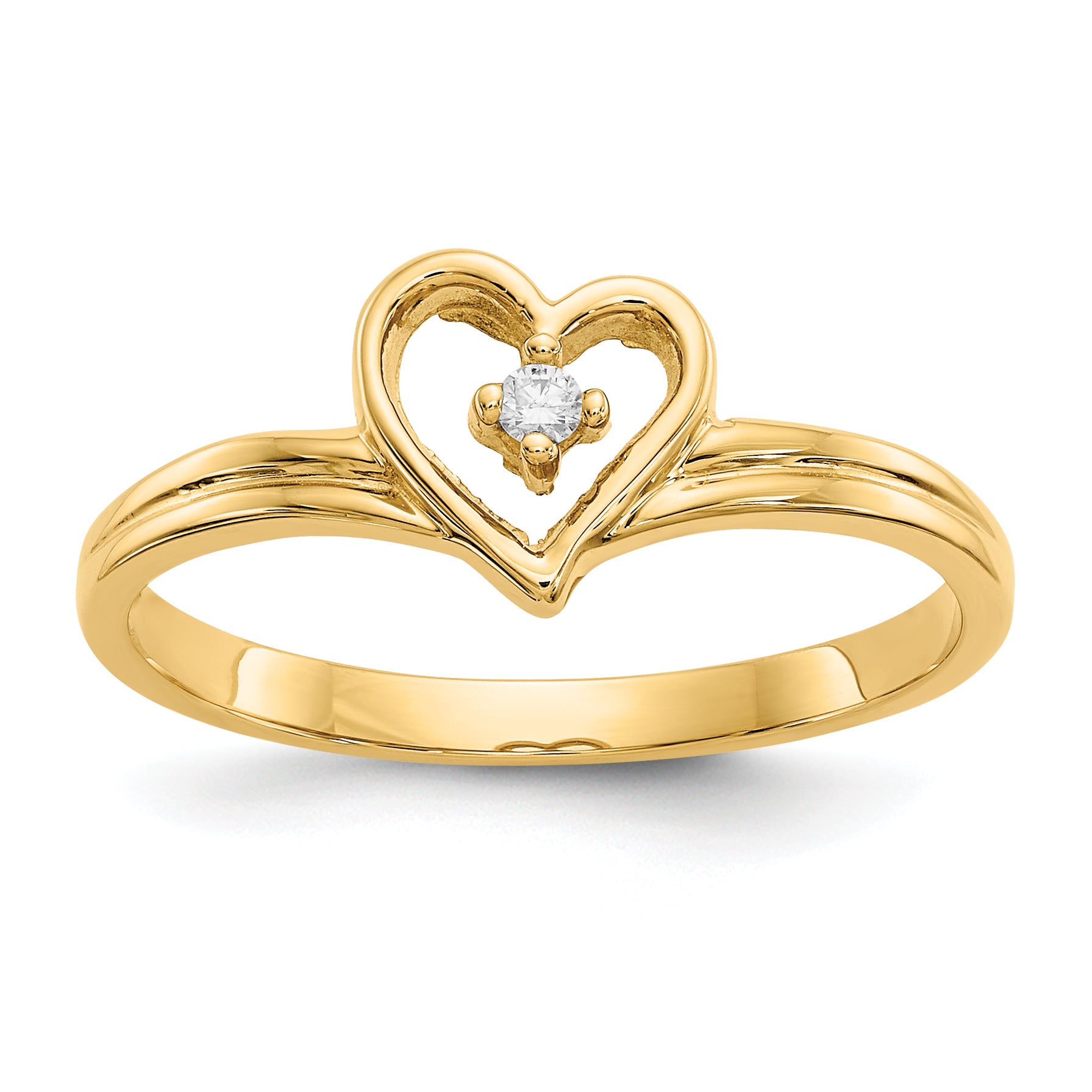 14k Polished AAA Diamond Heart Ring Y1780AAA