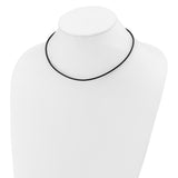14k White Gold Clasp 2mm 16 inch Black Leather Cord Necklace XG261