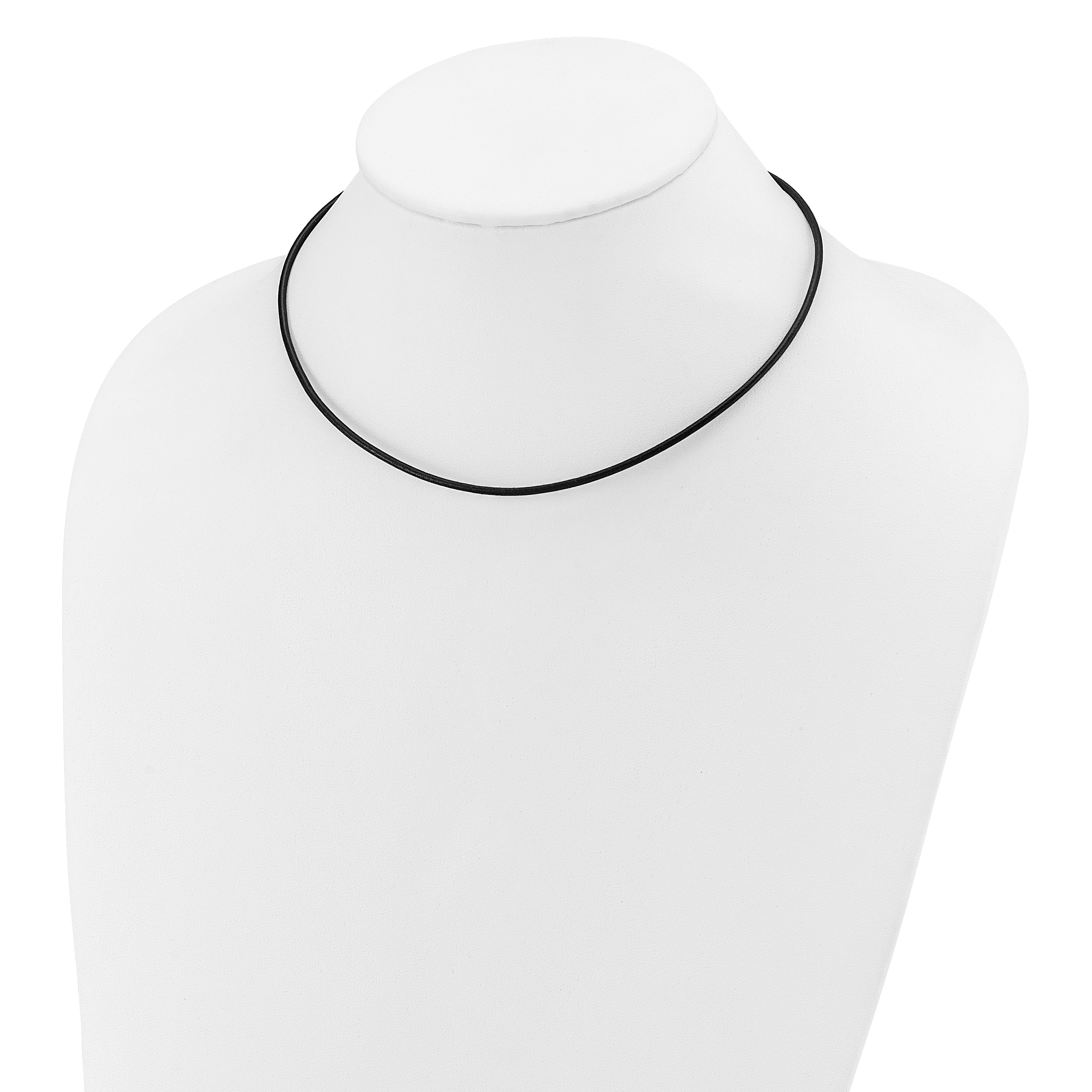 14k White Gold Clasp 2mm 16 inch Black Leather Cord Necklace XG261