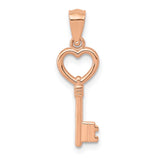 14K Rose Gold 3D Polished Heart Key Charm YC1072
