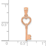 14K Rose Gold 3D Polished Heart Key Charm YC1072