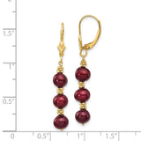 14k 5-6mm Brown Semi-Round Freshwater Cultured Pearl Dangle Leverback Earrings XF216
