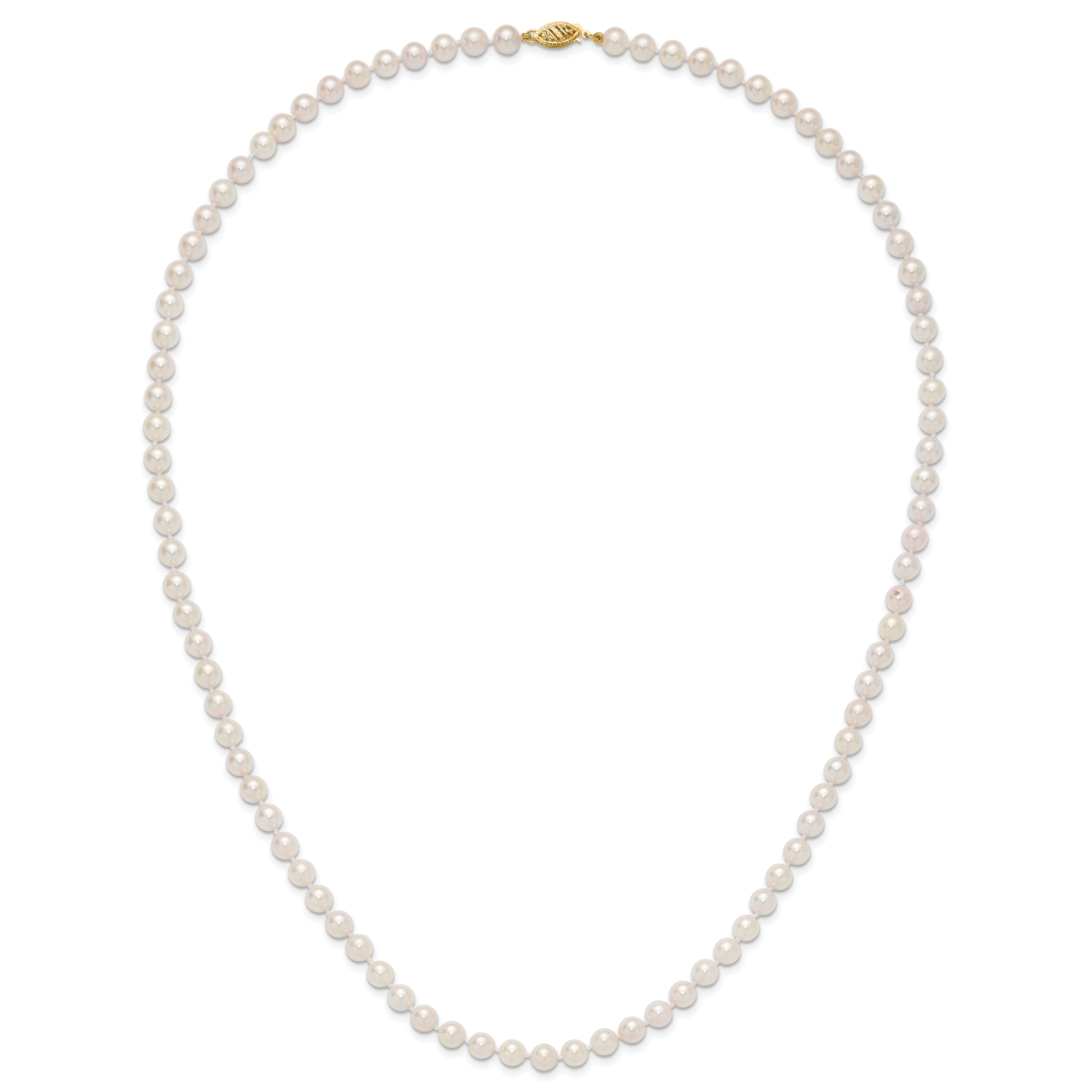 14k 6-7mm White Round Akoya Saltwater Cultured Pearl 16 inch Necklace PL60AA