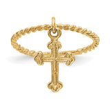 14k Cross Dangle Twisted Band Size 4 Baby / Childs Ring K5112