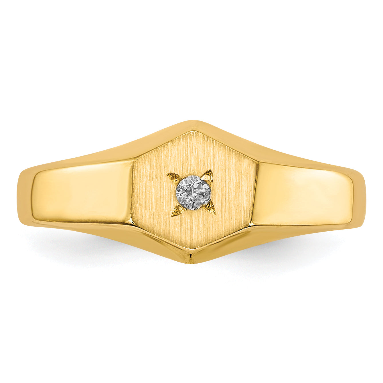 14k .02 carat AA Diamond 5.0x5.0mm Open Back Size 3 Childs Hexagonal Signet Ring RS656AA