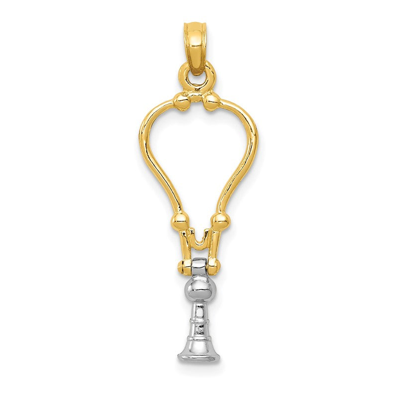 14k Two-Tone 3-D Stethoscope Pendant K918
