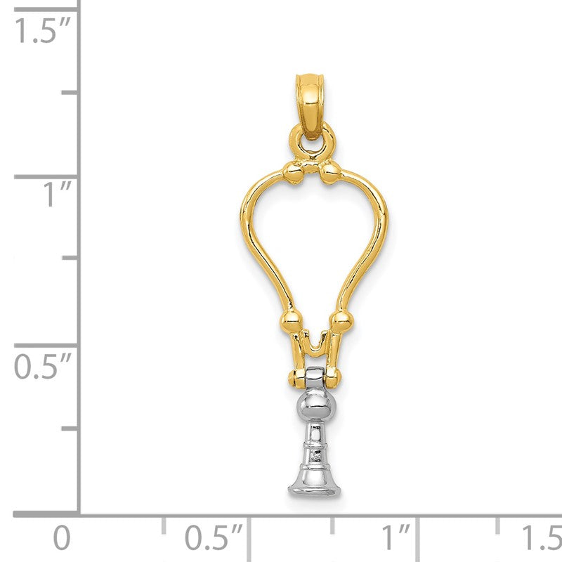 14k Two-Tone 3-D Stethoscope Pendant K918