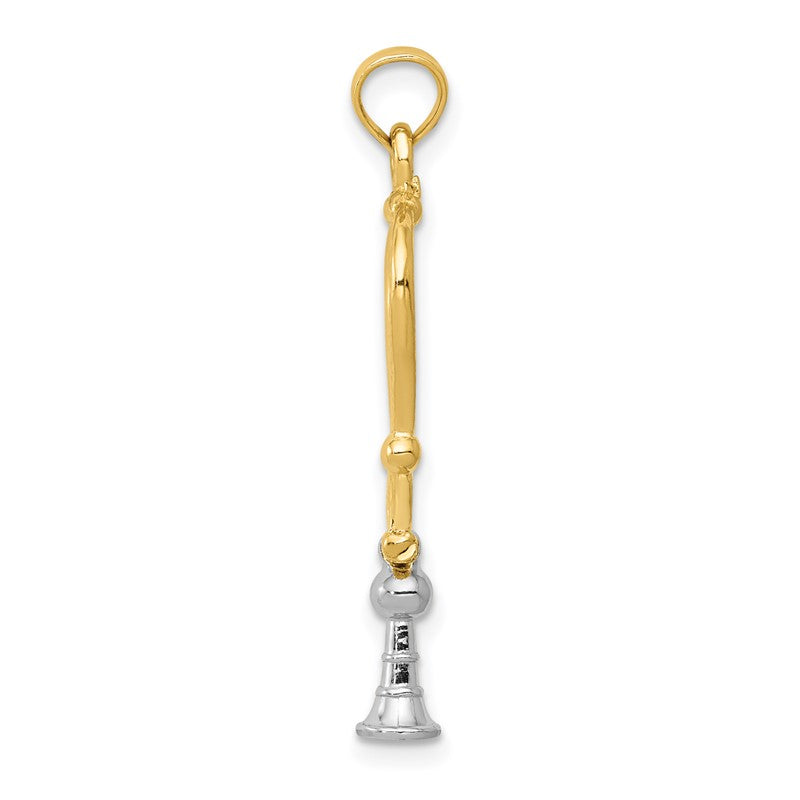 14k Two-Tone 3-D Stethoscope Pendant K918