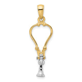 14k Two-Tone 3-D Stethoscope Pendant K918