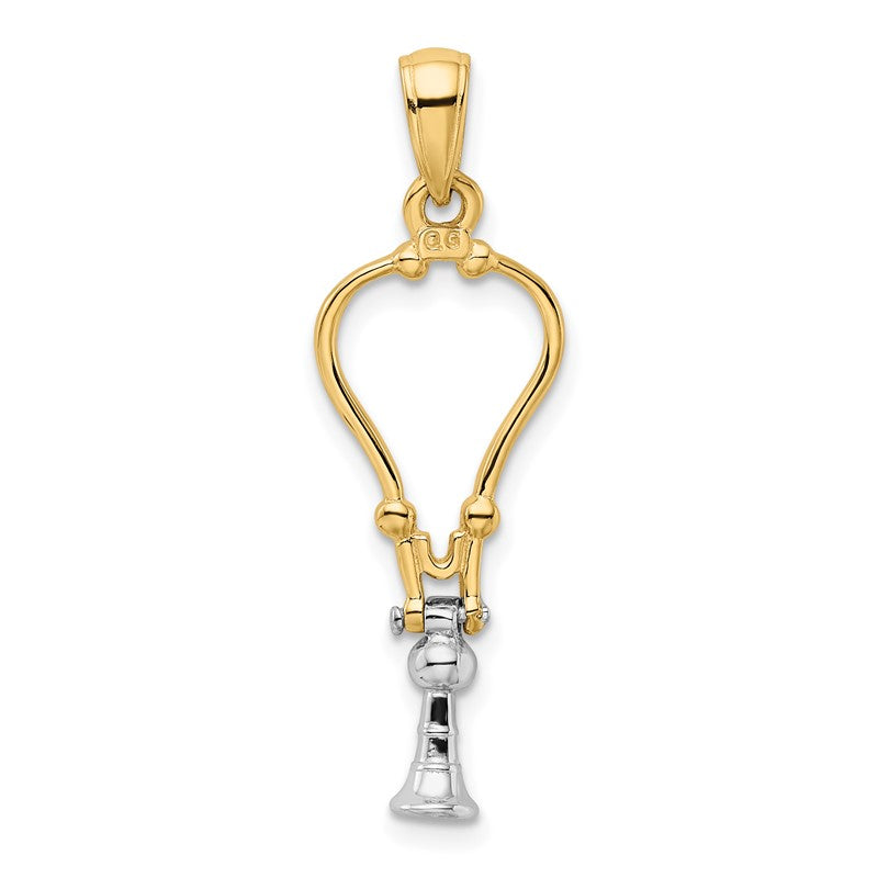 14k Two-Tone 3-D Stethoscope Pendant K918