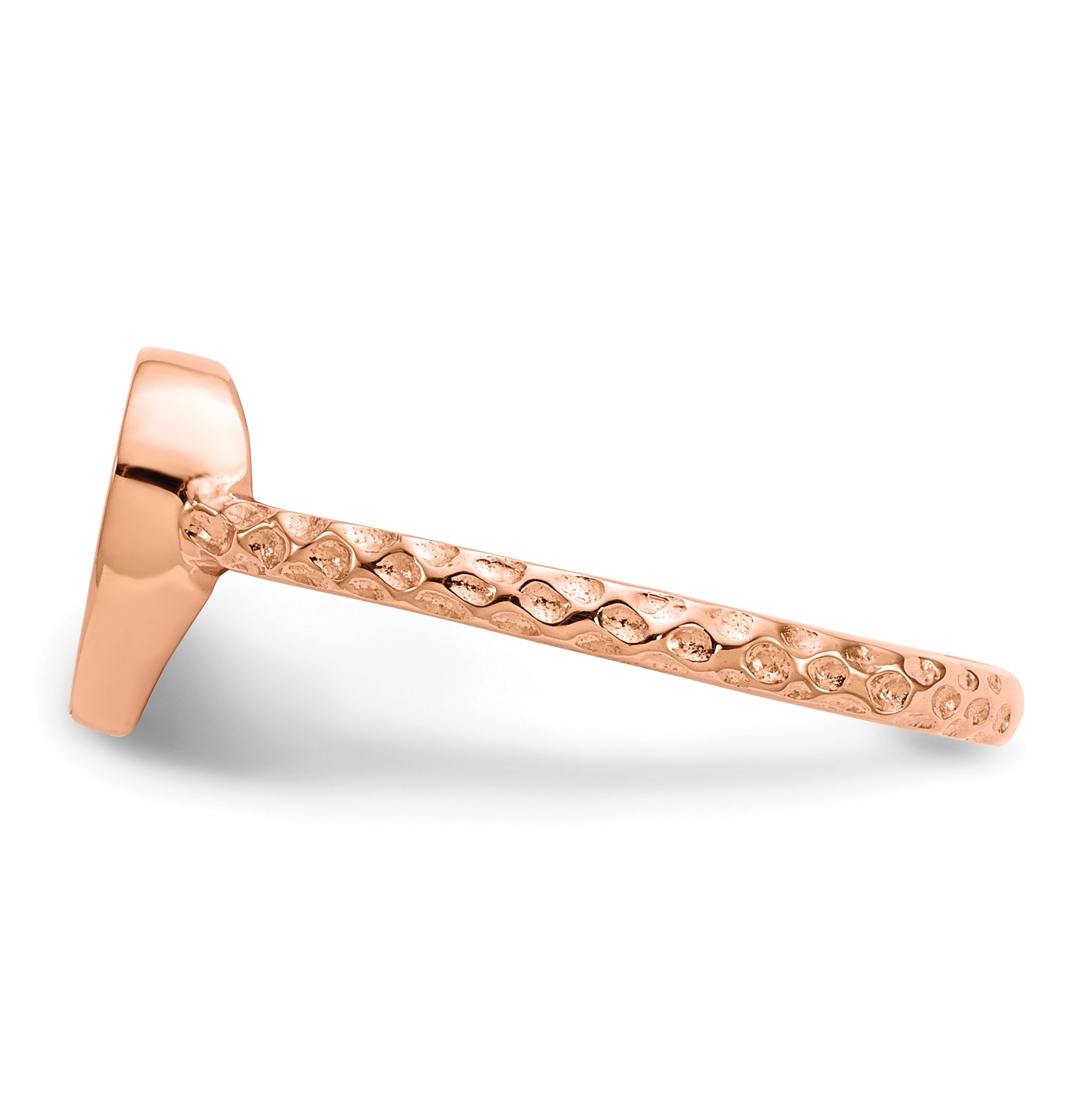 14k Rose Gold Polished Textured Heart Ring K5754