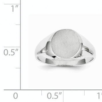 14k White Gold 9.0x9.5mm Round Closed Back Signet Ring RS569