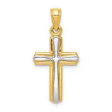 14k and White Rhodium Cross Pendant D3190