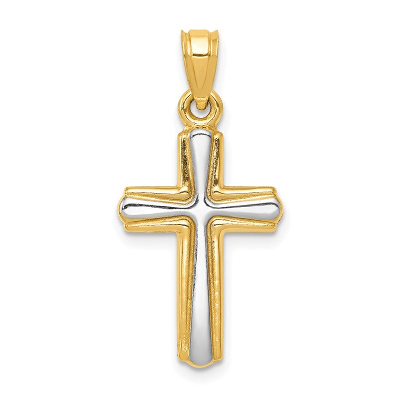 14k and White Rhodium Cross Pendant D3190