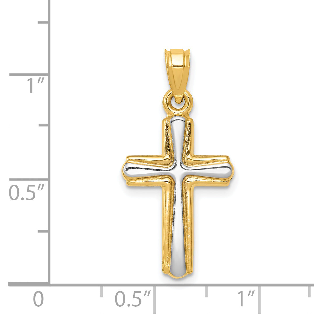 14k and White Rhodium Cross Pendant D3190