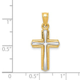 14k and White Rhodium Cross Pendant D3190