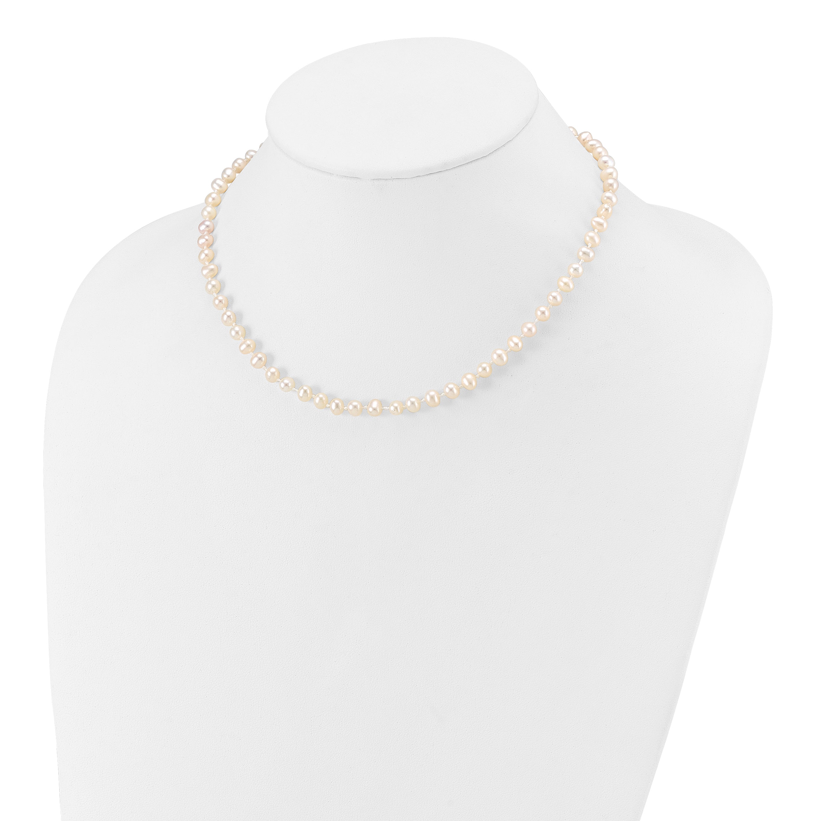 14k 4-5mm White Semi-Round Freshwater Cultured Pearl 12 inch Necklace XF451