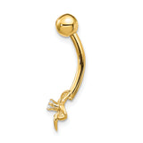 14k 14 Gauge CZ Flower Belly Ring BD142
