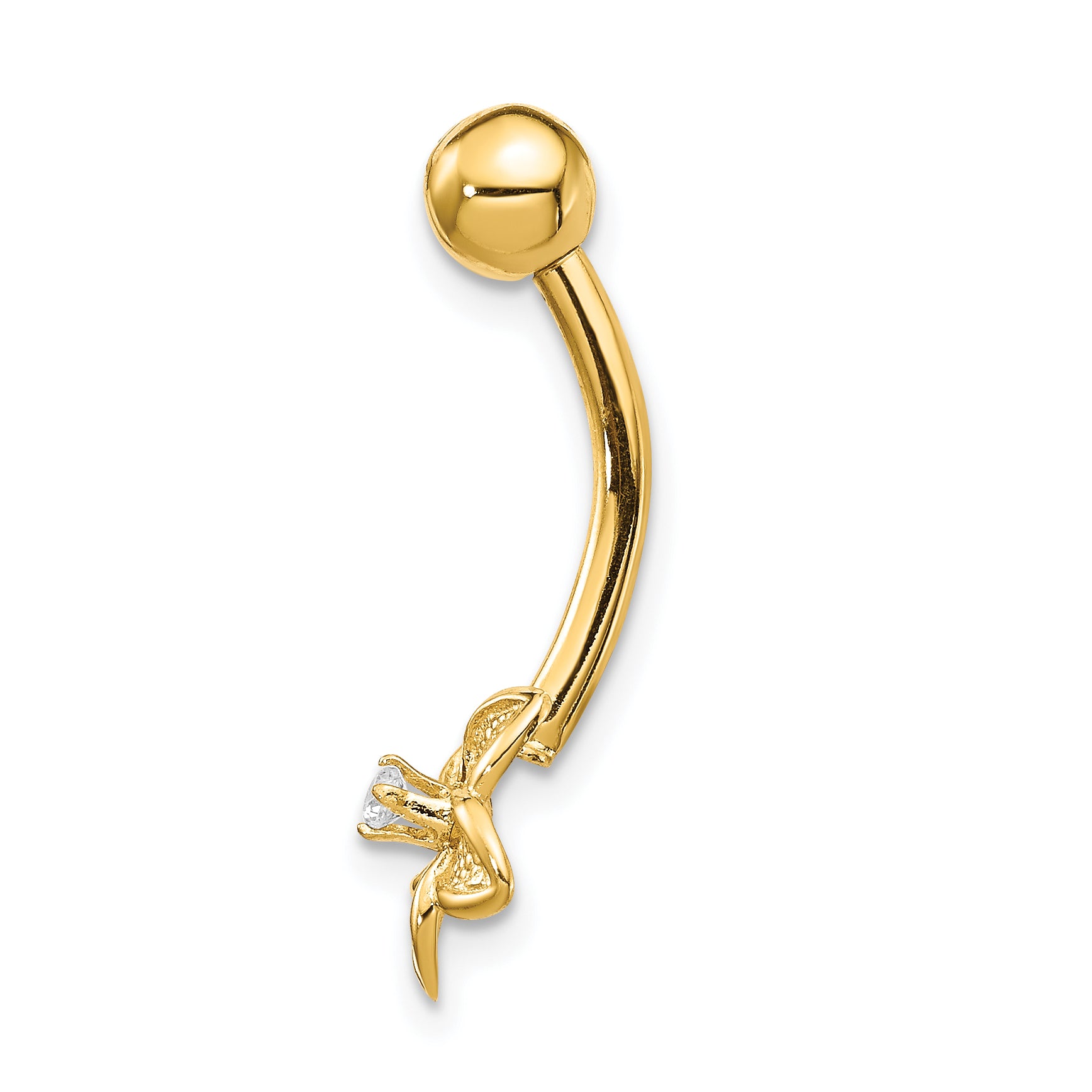 14k 14 Gauge CZ Flower Belly Ring BD142