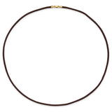 14k Yellow Clasp 2mm 16 inch Brown Leather Cord Necklace XG262