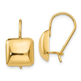 14k 9.5mm Polished Puffed Square Kidney Wire Earrings H1040