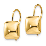 14k 9.5mm Polished Puffed Square Kidney Wire Earrings H1040