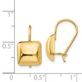 14k 9.5mm Polished Puffed Square Kidney Wire Earrings H1040