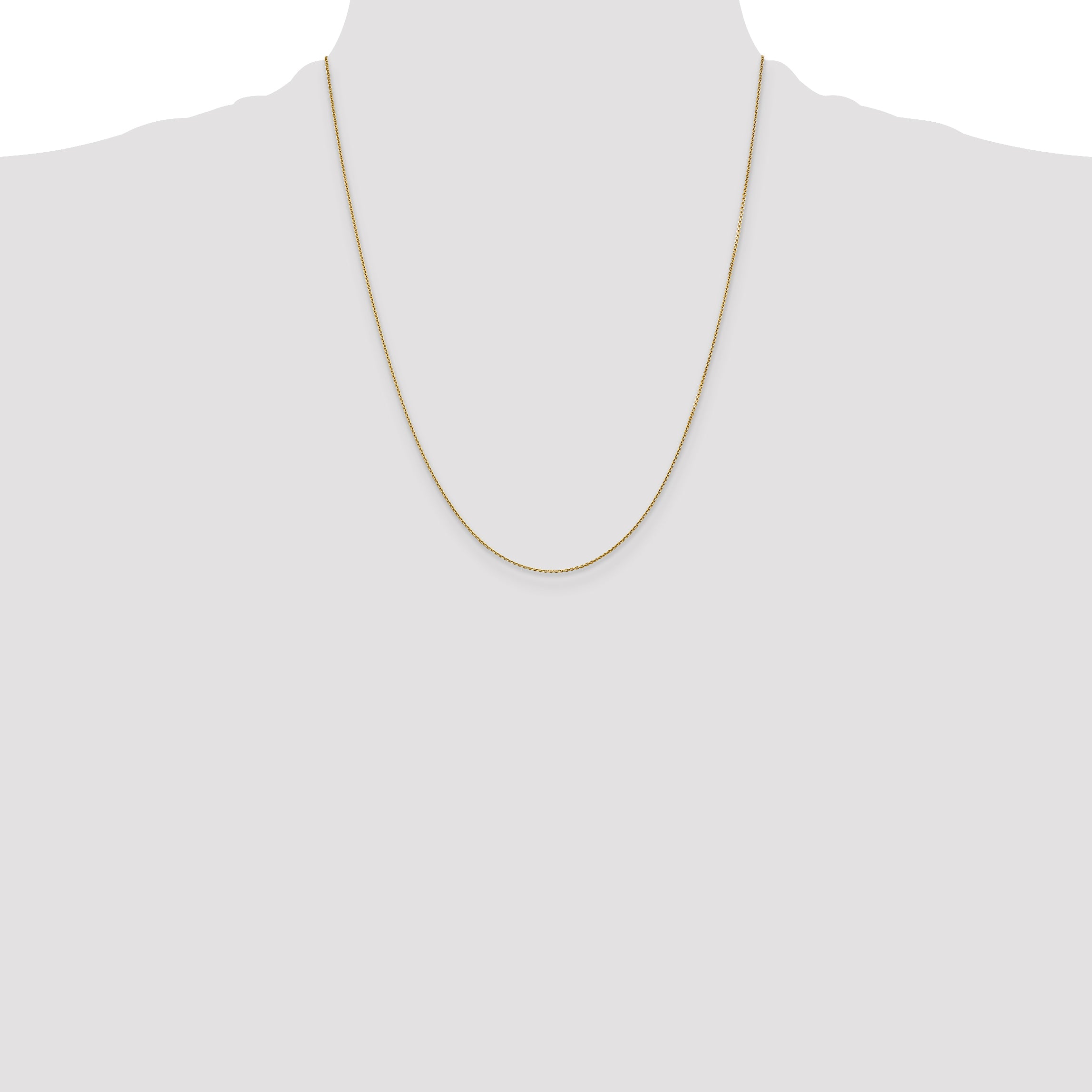 14K 26 inch .9mm Diamond-cut Round Open Link Cable with Lobster Clasp Chain PEN326