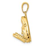 14K Gold Polished 2-D Jaws Shark Head Mouth Opens Pendant K5343