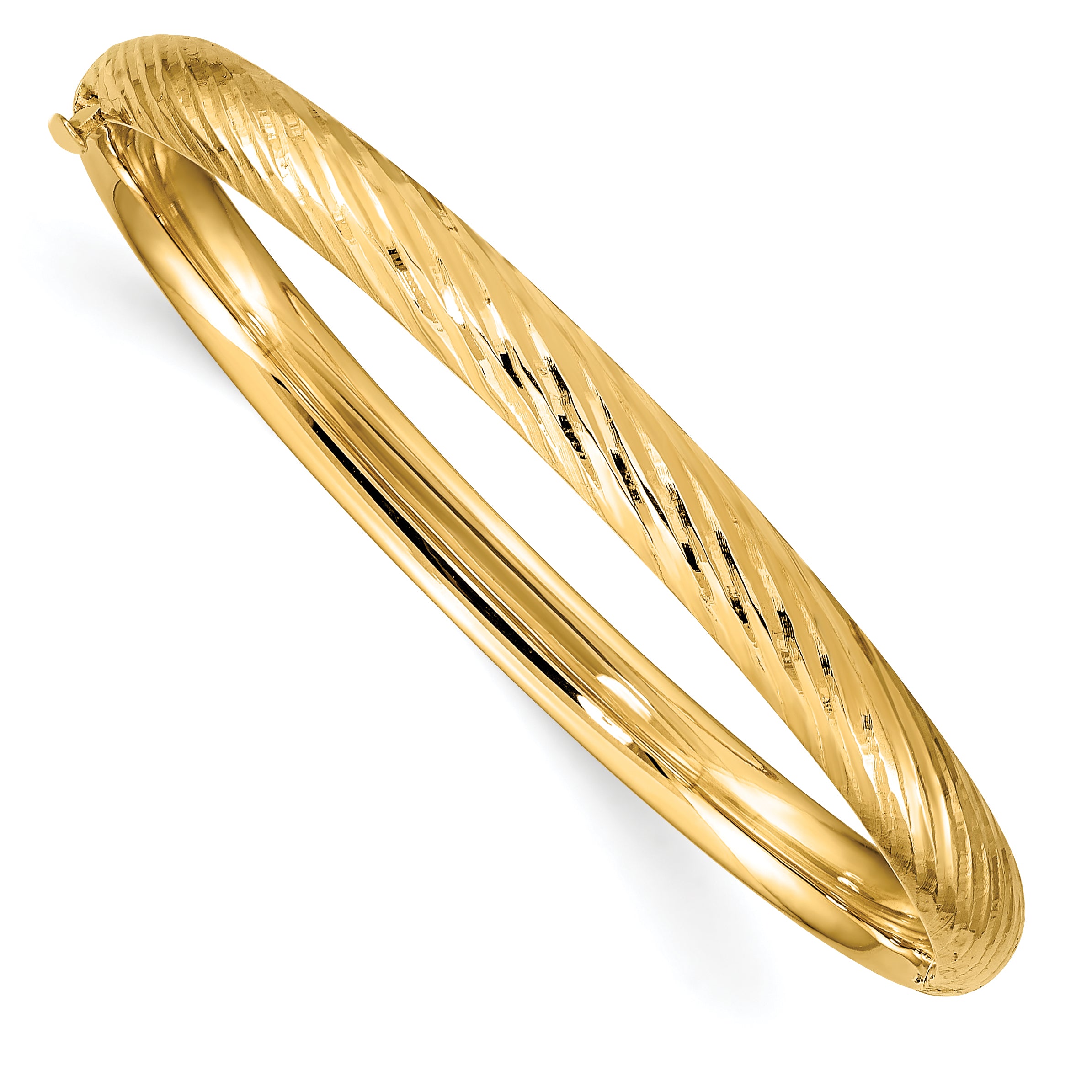 14k 3/16 Textured 4.75mm Hinged Childrens Bangle DB691