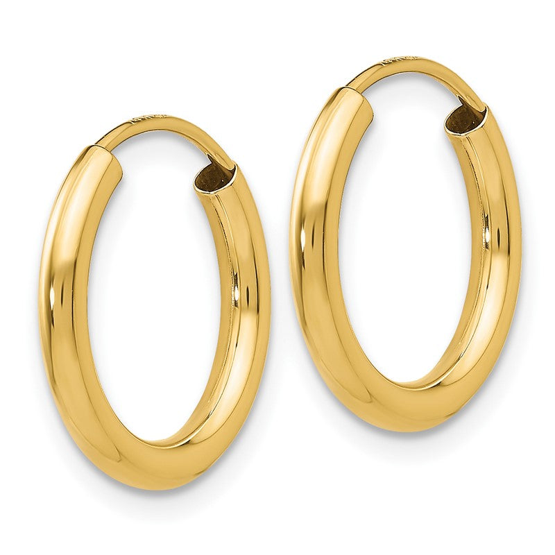 14k 2x16mm Polished Round Endless Tube Hoop Earrings H977