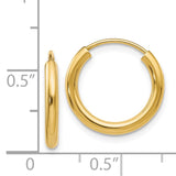 14k 2x16mm Polished Round Endless Tube Hoop Earrings H977