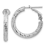 14k White Gold 3x21mm Diamond-cut Round Omega Back Tube Hoop Earrings PRE938W