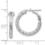 14k White Gold 3x21mm Diamond-cut Round Omega Back Tube Hoop Earrings PRE938W