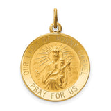 14k Polished and Satin Solid Our Lady of Mt. Carmel Medal Round Charm XR652