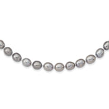 14k White Gold 8-9mm Grey Rice Freshwater Cultured Pearl 16 inch Necklace XF415