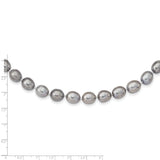 14k White Gold 8-9mm Grey Rice Freshwater Cultured Pearl 16 inch Necklace XF415