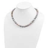 14k White Gold 8-9mm Grey Rice Freshwater Cultured Pearl 16 inch Necklace XF415
