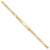 14k Polished Solid Chain/Solid Plate Flat Figaro Link 33.5x7mm Plate 7 inch ID Bracelet LID78