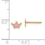 Inverness 14k Epoxy Fill Pink Crown Post Piercing Earrings 844E