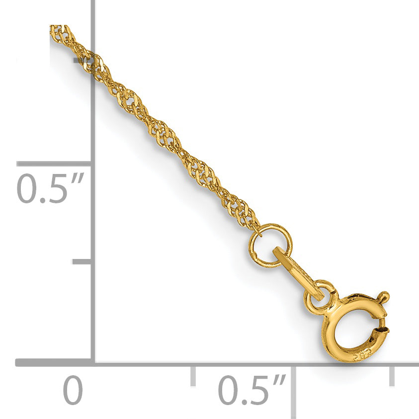 14K 14 inch 1.10mm Singapore with Spring Ring Clasp Chain PEN9