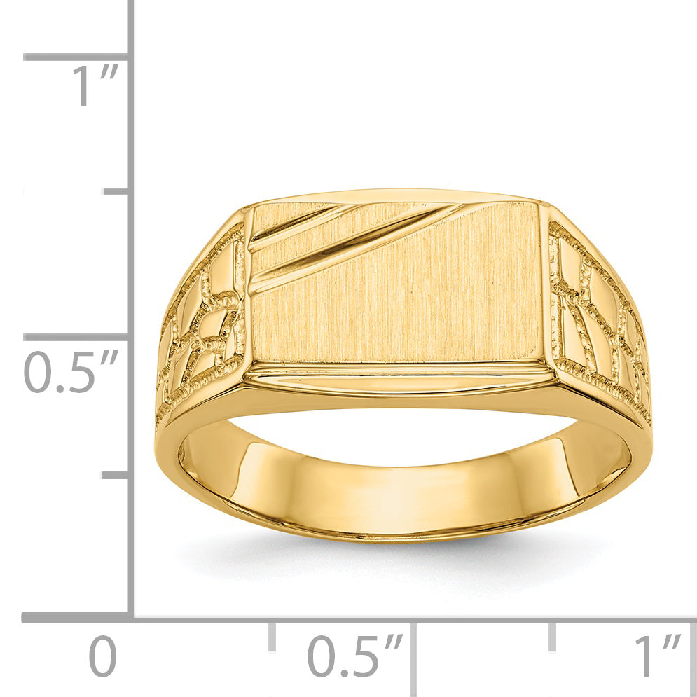 14k 13.0x8.5mm Open Back Mens Signet Ring CH165