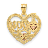 14k Two-tone with White Rhodium I LOVE YOU Heart Pendant K2589
